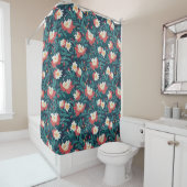 Rideaux De Douche Floral rouge et blanc (En situation)