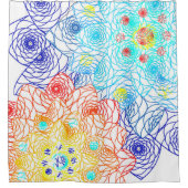 Rideaux De Douche Floral rouge et bleu (Devant)