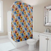 Rideaux De Douche Floral rustique mode rétro motif (En situation)