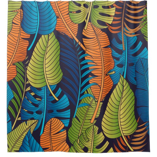 Rideaux De Douche Floral seamless pattern with leaves. tropical back (Devant)