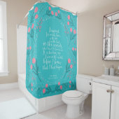 Rideaux De Douche Floral turquoise et rose Jane Austen Fierté et pré (En situation)