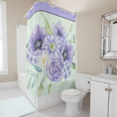 Rideaux De Douche Floral violet aquarelle (En situation)