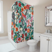 RIDEAUX DE DOUCHE FLORALE ET OISEAUX XIV-II (En situation)