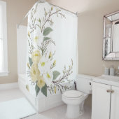 Rideaux De Douche florales brindilles feuilles aquarelle art (En situation)