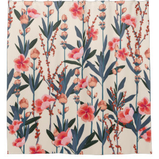 Rideaux De Douche Florales de jardin : Vintage botanique tropical