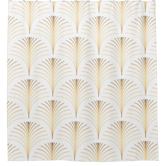 Rideaux De Douche Flore Art Déco : Elégance Dorée. (Devant)