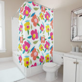 Rideaux De Douche Flore brillante sur blanc (En situation)