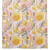 Rideaux De Douche Flore côtière en rose et jaune (Devant)