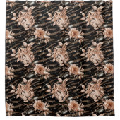 Rideaux De Douche Flore de tigre d'or Rose noir (Devant)