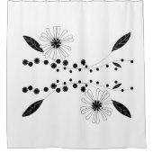 Rideaux De Douche Flore noire et blanche (Devant)