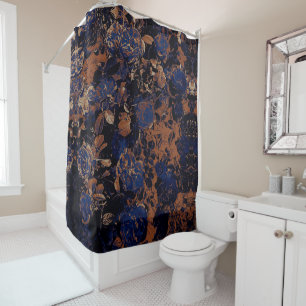 Rideaux De Douche Flore Rose de couleur bleu foncé