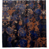 Rideaux De Douche Flore Rose  de couleur bleu foncé (Devant)