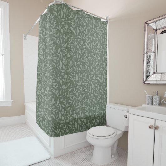 Rideaux De Douche Flore vert Sage (En situation)