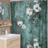 Rideaux De Douche Flore verte blanche à fleurs