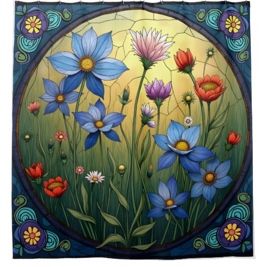 Rideaux De Douche Flores en verre tendu (Devant)