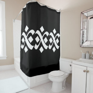 Rideaux De Douche Flourish Elegant noir et blanc