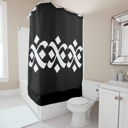 Rideaux De Douche Flourish Elegant noir et blanc (En situation)