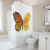 Rideaux De Douche Flower Butterfly with Yellow California Poppy (En situation)