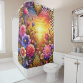 Rideaux De Douche Flower Design (En situation)