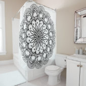 Rideaux De Douche Flowers mandala hand drawing (En situation)