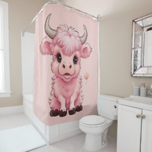 Rideaux De Douche Fluffy Rose Highlands Scottish Cow