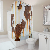 Rideaux De Douche Flux de rouille blanche corrompu (En situation)