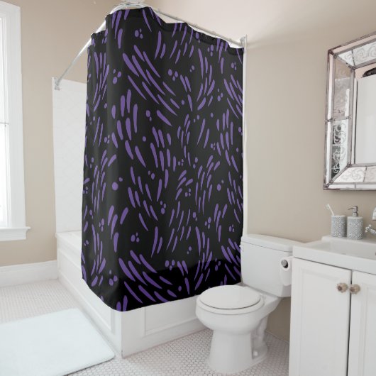 Rideaux De Douche Flux en violet et noir (En situation)