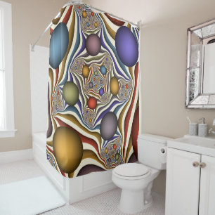 Rideaux De Douche Flying Up, Colorful, Modern, Art Fractal Abstrait