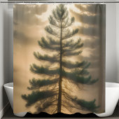 Rideaux De Douche Foggy Forest Big Pine Tree Salle de bain Pittoresq