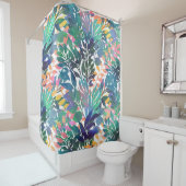 Rideaux De Douche Foliage de la Jungle tropicale Aquarelle Verdure (En situation)