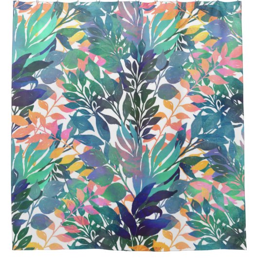 Rideaux De Douche Foliage de la Jungle tropicale Aquarelle Verdure (Devant)