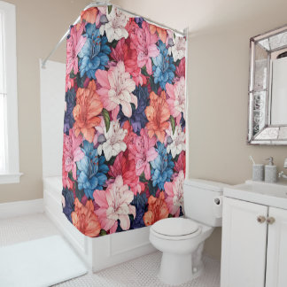 rideaux de douche fond floral