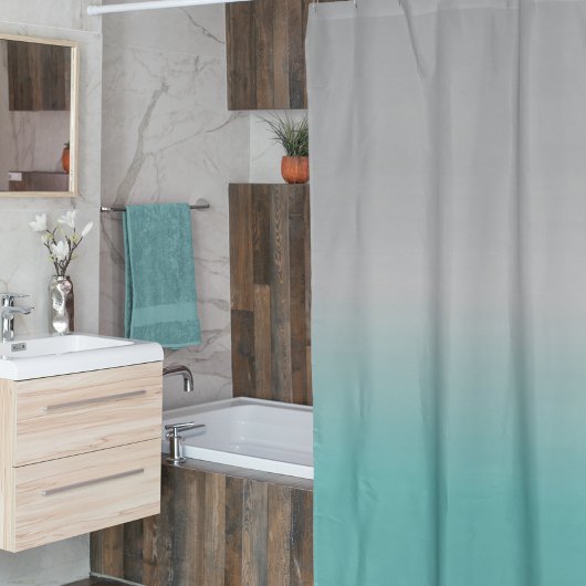 Rideaux De Douche Fondu gris Turquoise Ombre