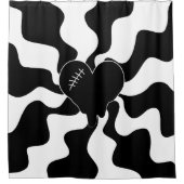 Rideaux De Douche Fonte cardiaque en noir et blanc (Devant)