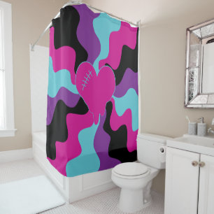 Rideaux De Douche Fonte cardiaque - rose, violet, bleu et noir