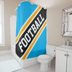 Rideaux De Douche FOOTBALL Azure Blue Yellow Black Racing Stripes