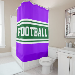 Rideaux De Douche FOOTBALL Gras Bleu Clair Blanc Rayures de Course