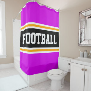Rideaux De Douche FOOTBALL Gras Rose Noir Jaune Stripes De Course