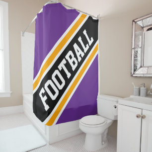 Rideaux De Douche FOOTBALL Gras violet Jaune Noir Frappes de course