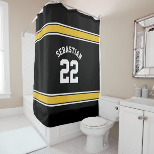 Rideaux De Douche Football nouveauté Jersey personnalisé Jaune noir
