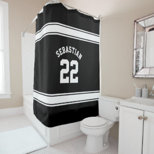 Rideaux De Douche Football nouveauté Jersey personnalisé noir blanc