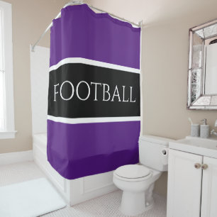 Rideaux De Douche FOOTBALL Sportif Royal violet noir blanc rayures