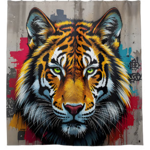 Rideaux De Douche Force Silencieuse – Tigre Graffiti Art Douche
