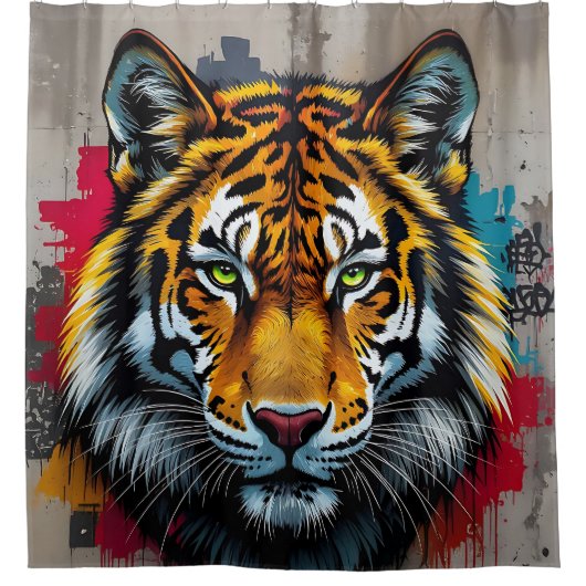 Rideaux De Douche Force Silencieuse – Tigre Graffiti Art Douche (Devant)
