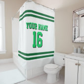 Rideaux De Douche Forest Green White Stripes Sports Jersey (En situation)
