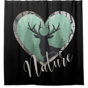 Rideaux De Douche Forêt brumeuse avec des cerfs communs "nature " d