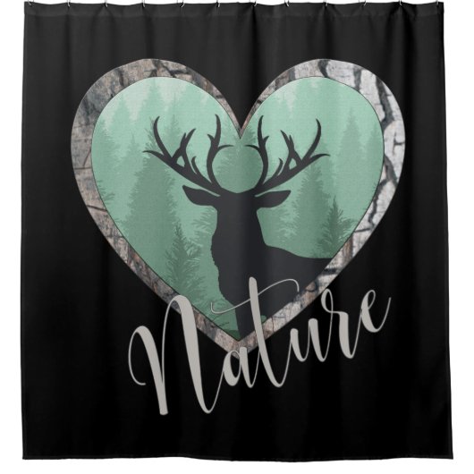 Rideaux De Douche Forêt brumeuse avec des cerfs communs "nature " de (Devant)