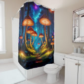 Rideaux De Douche Forêt de champignons magique de minuit (En situation)