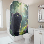 Rideaux De Douche Forêt de chats noirs Fantasy Mignon (En situation)