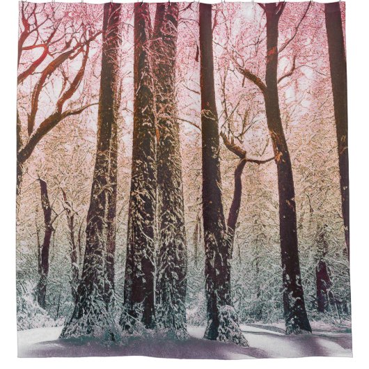 RIDEAUX DE DOUCHE FORÊT DE NEIGE NATURE (Devant)